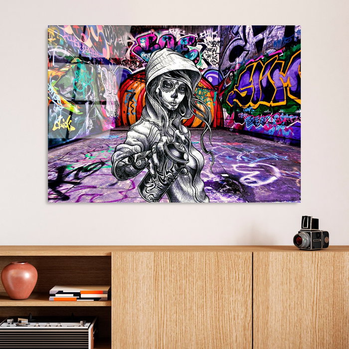 Wallity Pintura en Vidrio Templado Decorativo Multicolor 70 x 100 cm